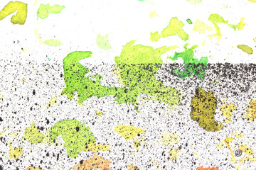 Vibrant Explosion of Multicolour Rainbow Watercolour Paint Splatters and Circles Spots on White Background