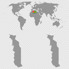 Togo Map Set with World Location.