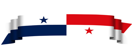 Panama flag ribbon banner isolated on transparent background. Panama. National flag or panama country. Flag of panama PNG.