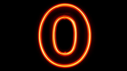 The letter "O" illuminated with a neon light tube effect
