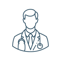 Outline Icon of Male Doctor with Stethoscope