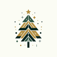 Minimal Geometric Christmas Tree Vector in Flat Style
