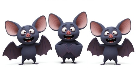 Cartoon bats group illustration