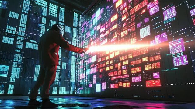 Futuristic Data Interface Interaction with VR Technology

