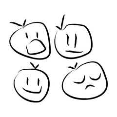 Obraz premium Brush Style Handdrawn Simple Emotion Face Shape Graphic Icon Set