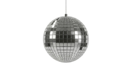 Hanging disco ball with mirrored tiles isolated PNG with Transparent Background