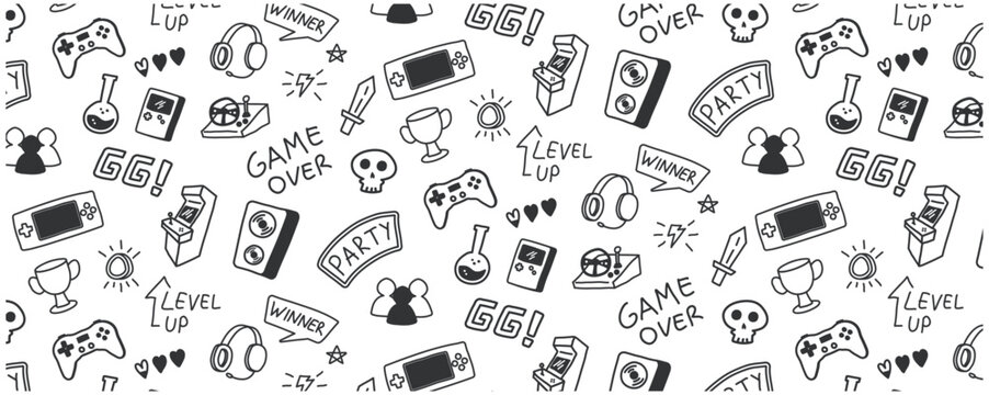 Naklejki game device doodle pattern