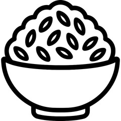 Obraz premium Bowl of rice outline icon vector