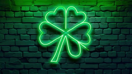 A neon sign with a shamrock design for Irish celebrations.