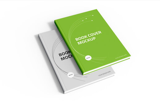 Two Books Stacked Mockup on White Background