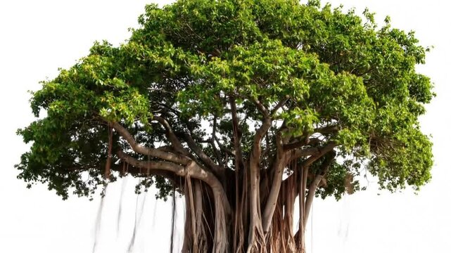 Large lush tree with aerial roots