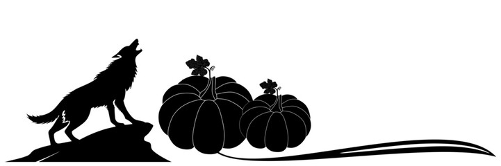 vector illustration wolf and pumpkin for a halloween day