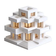 Fototapeta premium Modern architectural design with layered geometric shapes and illumination