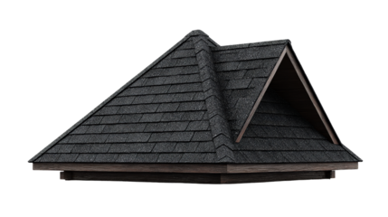 Detailed View of Grey Asphalt Shingle Roof with Sloped Design