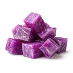 Fresh Purple Sweet Potato Cubes Healthy Vegan Food Ingredient A pile of vibrant diced sweet potatoes ideal for recipes
