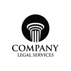 legal services logo design vector with pillar element
