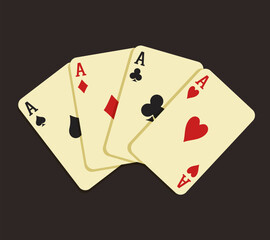 Card Fan. Vector 3d cards isolated on brown background.