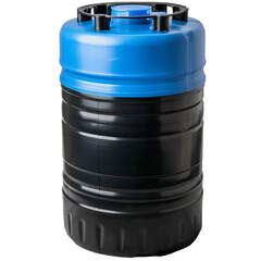 Modern Blue and Black Plastic Water Storage Container; Industrial Design; Clean Studio Shot