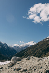 panoramic view of the Caucasus Mountains on a sunny day