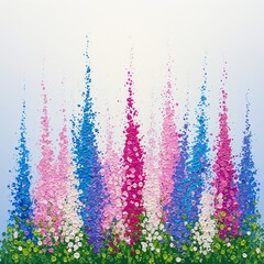 Colorful Abstract Botanical Garden with Vibrant Flowers in Bloom