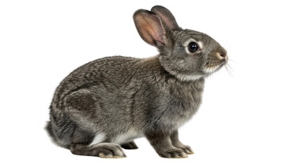 Obraz premium Domestic pet rabbit with gray brown fur isolated on white background