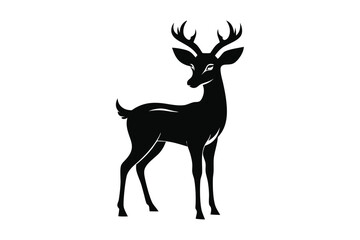 Obraz premium Majestic Deer Silhouette Elegant Black and White Wildlife Illustration