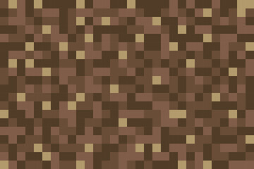 Pixelated Soil Land Background. Pixel Ground Cover, Wallpaper. Vector Illustration.