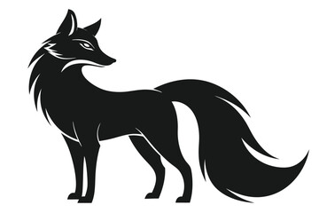 Obraz premium Majestic Black Fox Illustration Elegant Silhouette of a Wild Animal