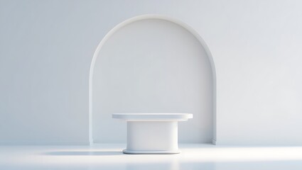 White and blue ceramic vase on a wall, an empty clean isolated 3D object illustration