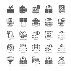 Server Maintenance Icon pack for your website, mobile, presentation, and logo design. Server Maintenance Icon solid design. Vector graphics illustration and editable stroke.