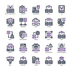 Server Maintenance Icon pack for your website, mobile, presentation, and logo design. Server Maintenance Icon dual tone design. Vector graphics illustration and editable stroke.