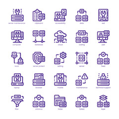 Server Maintenance Icon pack for your website, mobile, presentation, and logo design. Server Maintenance Icon line basic color design. Vector graphics illustration and editable stroke.