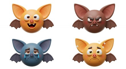 Obraz premium Cartoon bats with diverse emotions