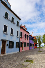 Colorful facades of Burano town, Venetian Lagoon, Italy