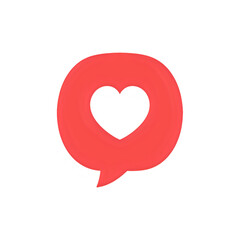 Red Heart in Speech Bubble: Love Message Icon