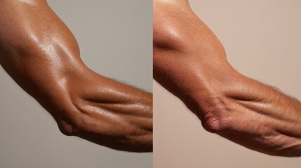 Comparison of two human arms with different skin tones