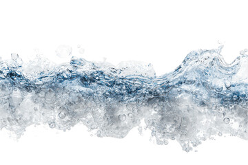 Transparent water wave with air bubbles, PNG transparent, symbolizing freshness and purity, suitable for spa promotions, science visuals, or pool ads.