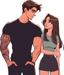 man and woman looking at each other