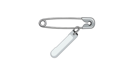 Silver safety pin with a blank tag isolated PNG with Transparent Background