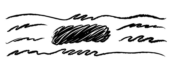 Abstract Black Ink Blob on Wavy Lines Background