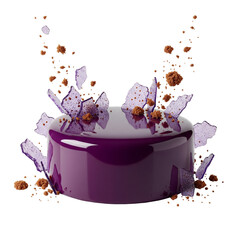 Cake with purple glaze isolated on transparent background