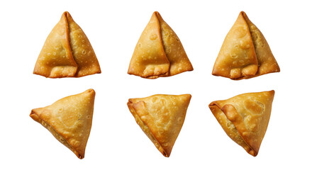 Crispy samosas, popular savory snacks isolated PNG with Transparent Background