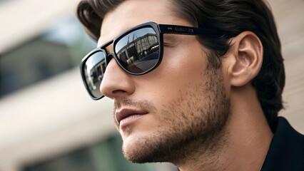 Portrait Of A Young Man With Black Sunglass, Ai Generated