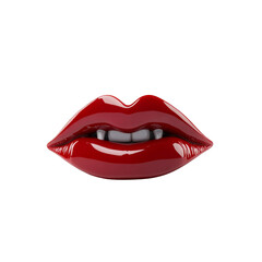 Obraz premium Glossy red lips on black background for fashion design