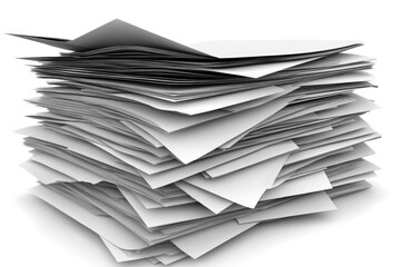 A large stack of white papers, slightly uneven, with overlapping sheets