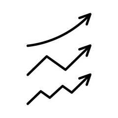 Growth arrow, up line icon set. Rise, increase. Smooth and steps ladder graphic signs. Vector graphic illustration
