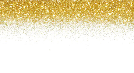 Sparkling gold glitter texture border on white background