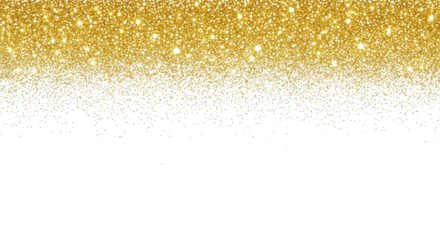 Sparkling gold glitter texture border on white background