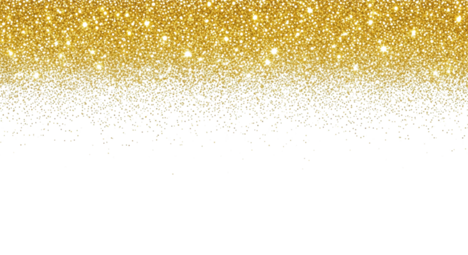 Sparkling gold glitter texture border on white background