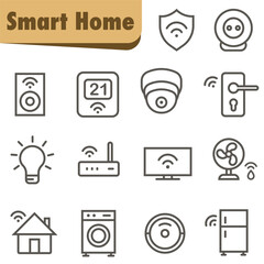 Smart Home Icons, Linear Illustrations. Set of linear vector icons on the theme of Smart Home.